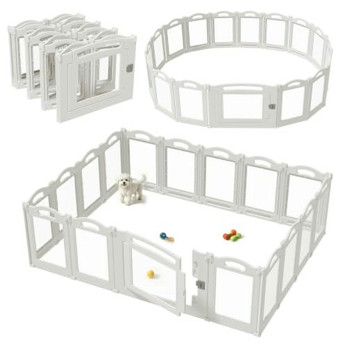 Foldable 17-Panel Clear Acrylic Dog Playpen: $153.89