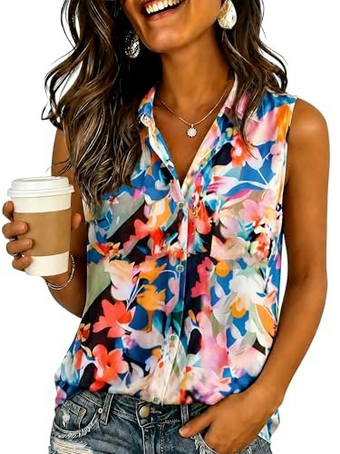 Women's Casual Floral Sleeveless Work Top: $16.99