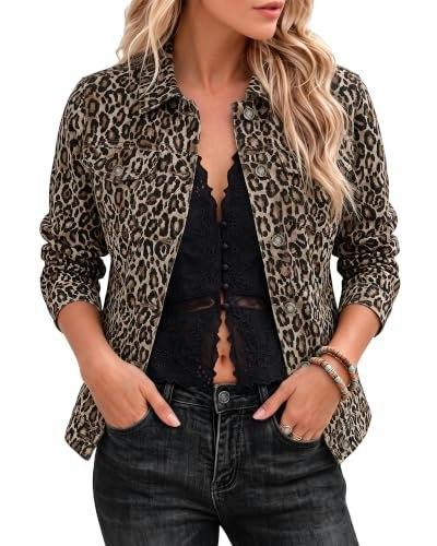 Luvamia Women's Leopard Print Denim Jacket: $35.19 Luvamia Women's Leopard Print Denim Jacket: $35.19