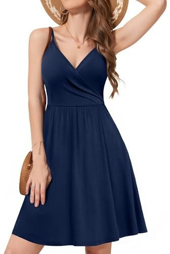 Weaczzy Women's V-Neck Spaghetti Strap Casual Swing Dress: $14.98 Weaczzy Women's V-Neck Spaghetti Strap Casual Swing Dress: $14.98