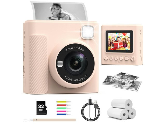 Kids 1080p Instant Print Digital Camera with 32GB Card, 3 Paper Rolls, and 5 Pens: $58.49 Kids 1080p Instant Print Digital Camera with 32GB Card, 3 Paper Rolls, and 5 Pens: $58.49