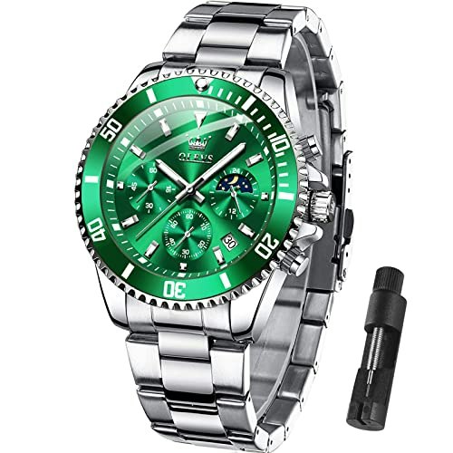 Olevs Men's Stainless Steel Chronograph Moon Phase Watch: $34.22