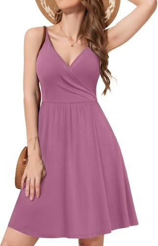 Weaczzy Women's V-Neck Spaghetti Strap Mini Dress: $14.98