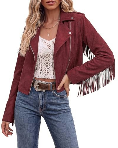 Luvamia Women's Faux Suede Fringe Cropped Jacket: $39.98 Luvamia Women's Faux Suede Fringe Cropped Jacket: $39.98