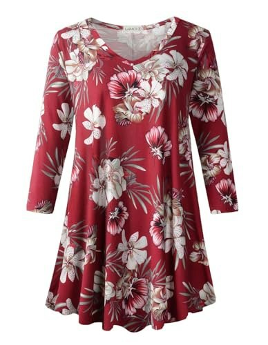 Larace Women's Plus Size 3/4 Sleeve V-Neck Tunic: $12.10