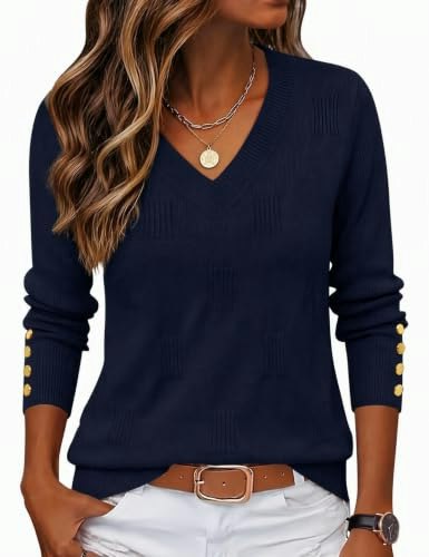 Zeagoo Women's V-Neck Long Sleeve Button Sweater: $28.78 Zeagoo Women's V-Neck Long Sleeve Button Sweater: $28.78