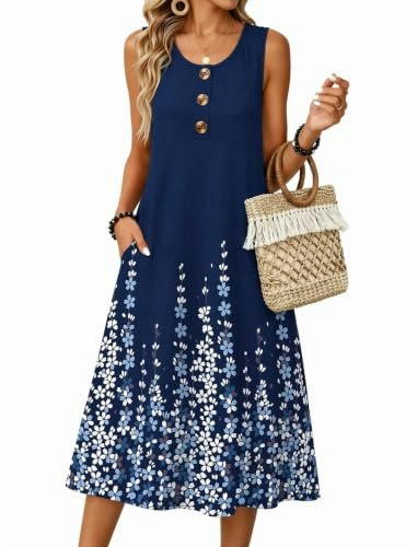 Zeagoo Women's Sleeveless Midi Tank Dress: $14.98 Zeagoo Women's Sleeveless Midi Tank Dress: $14.98