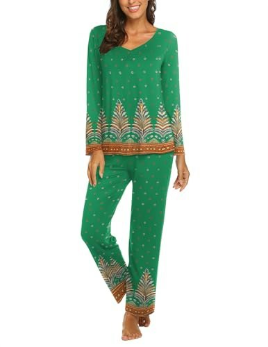 Ekouaer Women's Long Sleeve Pleated Pajama Set: $12.74