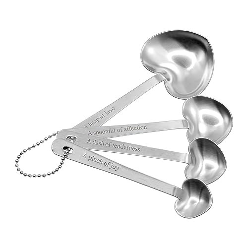 R&M 4-Piece Heart-Shaped Stainless Steel Measuring Spoon Set: $10.49