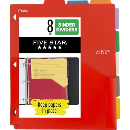 Five Star 8-Tab Binder Pocket Dividers: $9.52 Five Star 8-Tab Binder Pocket Dividers: $9.52
