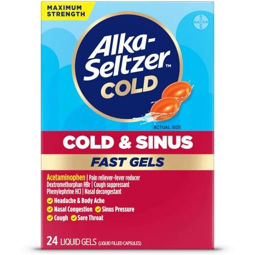 Alka-Seltzer Cold and Sinus Max Strength Fast Gels 24-Count: $8.62