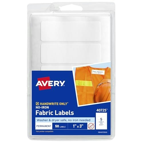 Avery 1" x 3" No-Iron Fabric Labels 50-Pack: $18.32 Avery 1" x 3" No-Iron Fabric Labels 50-Pack: $18.32