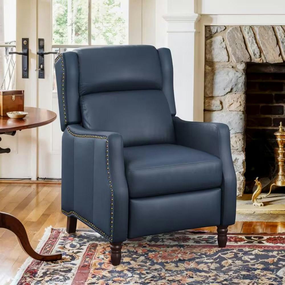 Lue Bona Lange 28" Leather Nailhead Trim Recliner Armchair: $294 Lue Bona Lange 28" Leather Nailhead Trim Recliner Armchair: $294
