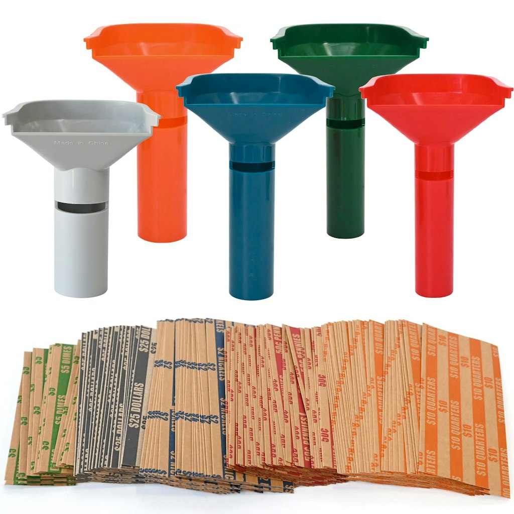 175 Coin Wrappers & 5 Sorter Tubes Set: $8.99