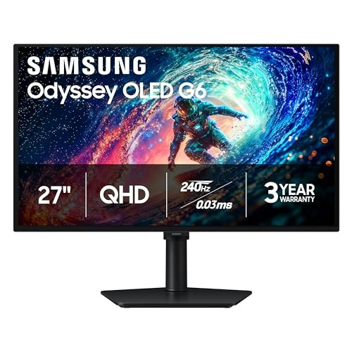 Samsung Odyssey G6 27" 1440p HDR OLED G-Sync Monitor: $384.99 Samsung Odyssey G6 27" 1440p HDR OLED G-Sync Monitor: $384.99