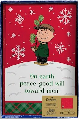 DaySpring Peanuts Peace Good Will Toward Men 18-Count Christmas Card Box for $13 + free shipping w/ Prime