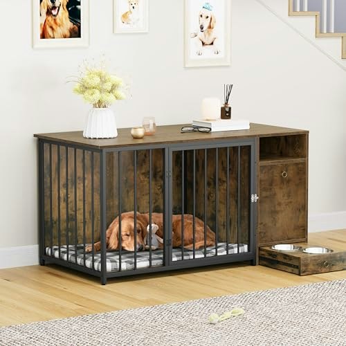 YITAHOME 55-Inch Dog Crate Furniture with Feeder Bowls and Storage Drawer: $175 YITAHOME 55-Inch Dog Crate Furniture with Feeder Bowls and Storage Drawer: $175