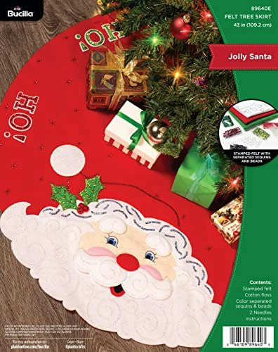Bucilla Jolly Santa Felt Applique Christmas Tree Skirt Kit: $40.90