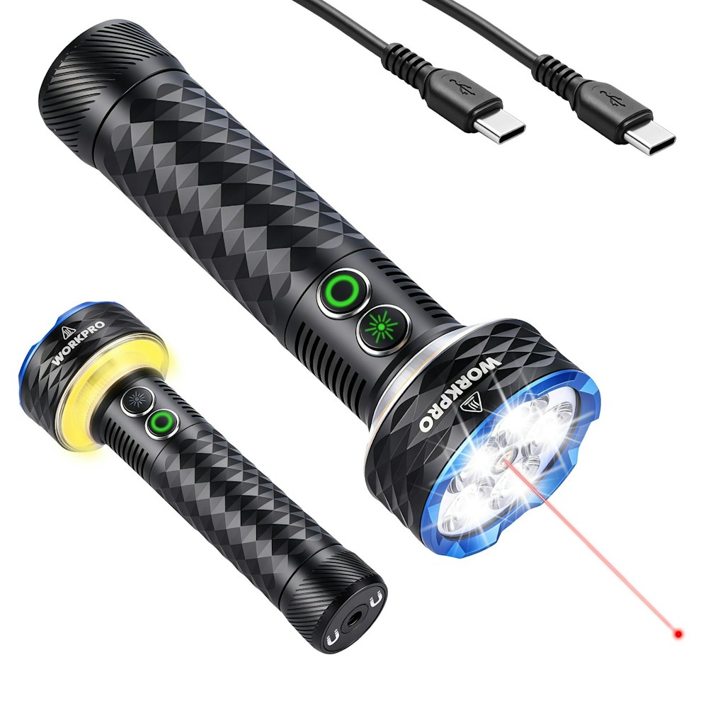 WorkPro Rechargeable Flashlight w/ Red Laser: $20