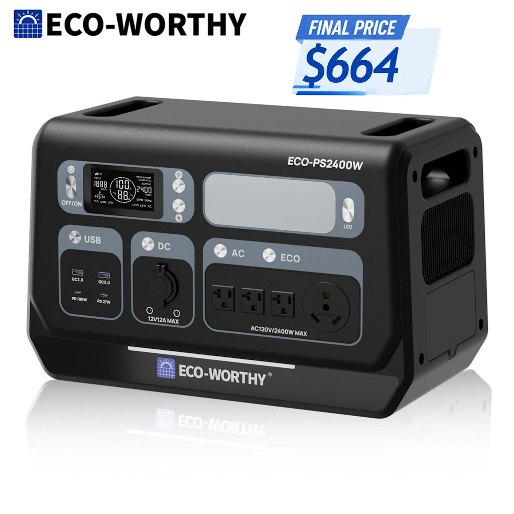 Eco-Worthy Power Stations, Batteries, and Solar Panel Deals at eBay: Extra 20% off