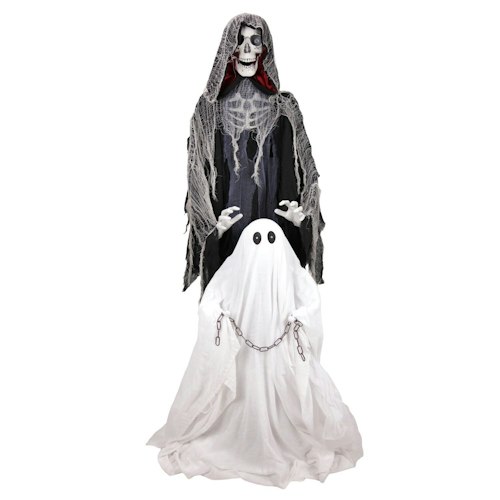 Haunted Hill Farm 5.9-Foot Reaper w/ Ghost Halloween Animatronic for $84 + free shipping