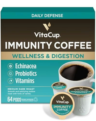 VitaCup Immunity Medium Dark Roast Coffee Pods 64-Count: $99.95 VitaCup Immunity Medium Dark Roast Coffee Pods 64-Count: $99.95