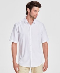 Alfani Men's Short-Sleeve Solid Textured Shirt for $7 + free shipping w/ $39