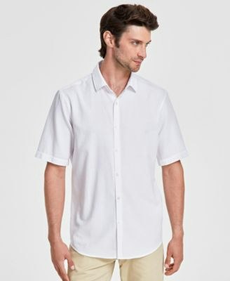 Alfani Men's Short-Sleeve Solid Textured Shirt: $7.46