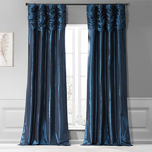 Half Price Drapes Ruched Faux Taffeta Silk Curtain 50" x 96": $56.41 Half Price Drapes Ruched Faux Taffeta Silk Curtain 50" x 96": $56.41