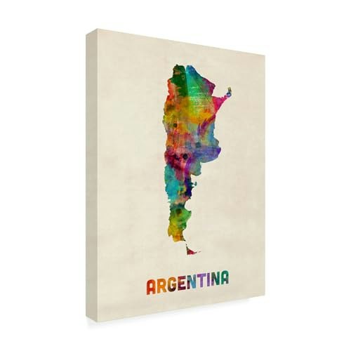 Trademark Fine Art Argentina Watercolor Map Canvas Art 24x18": $28.79 Trademark Fine Art Argentina Watercolor Map Canvas Art 24x18": $28.79