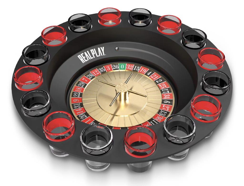 RealPlay Shot Roulette Game w/ 16 Shot Glasses: $15 RealPlay Shot Roulette Game w/ 16 Shot Glasses: $15