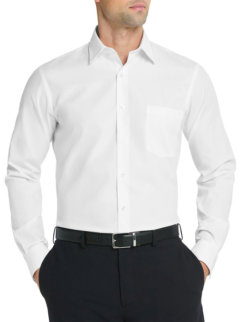 Van Heusen Men's Regular Fit Poplin Solid Dress Shirt: $21
