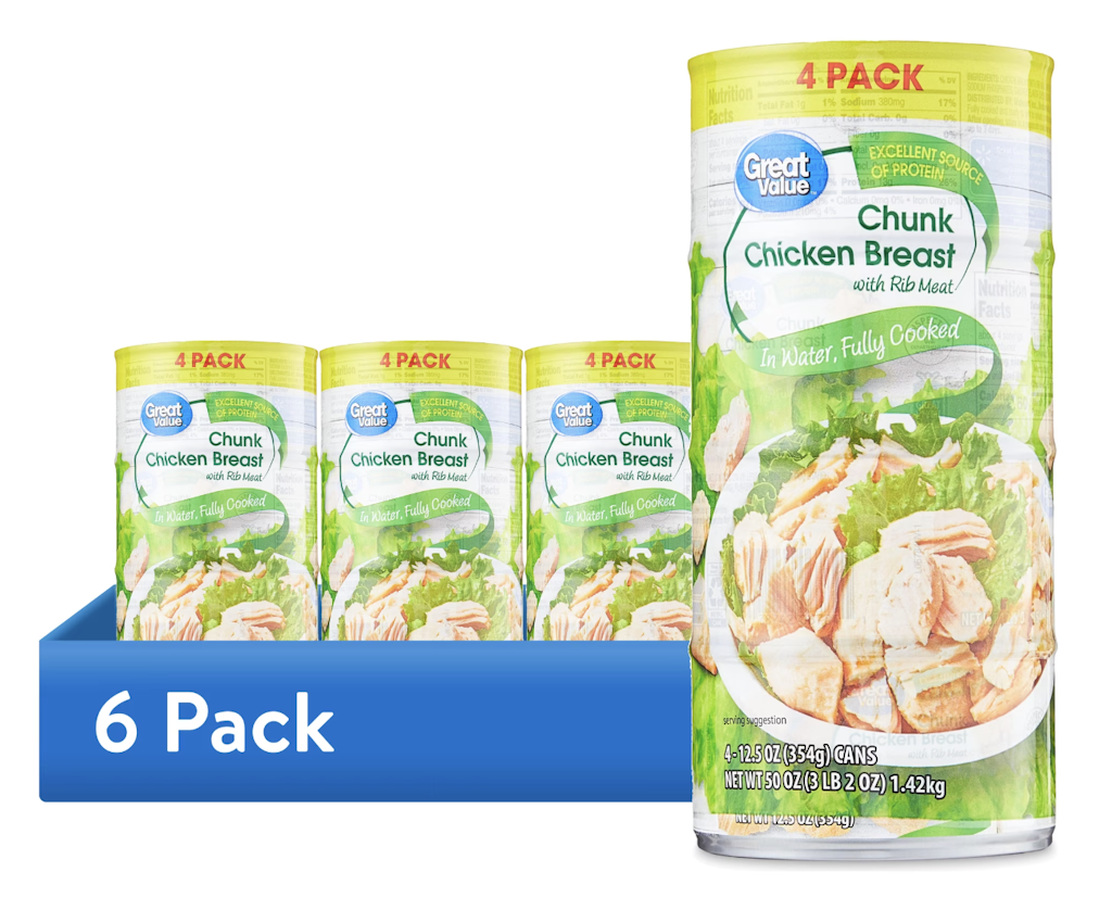 Great Value Chunk Chicken Breast 12.5-oz. Can 24-Pack: $46