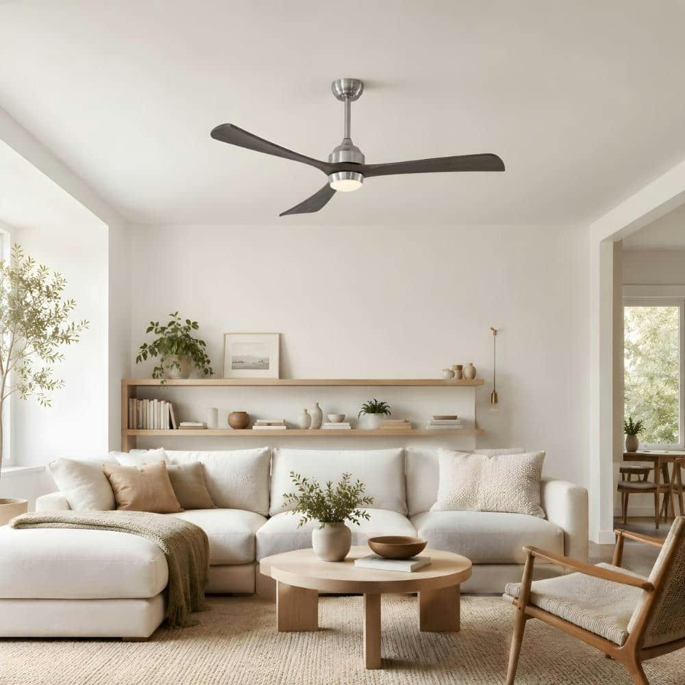 62-Inch Nickel Farmhouse Ceiling Fan with Light Kit: $256.73