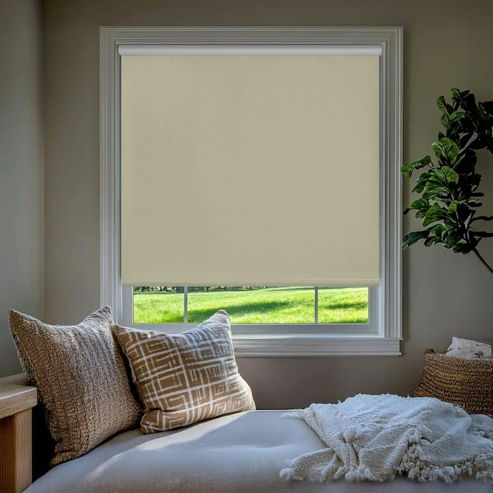 Cream Textured Cordless Blackout Vinyl Roller Shade 21.75" x 64": $62.76 Cream Textured Cordless Blackout Vinyl Roller Shade 21.75" x 64": $62.76