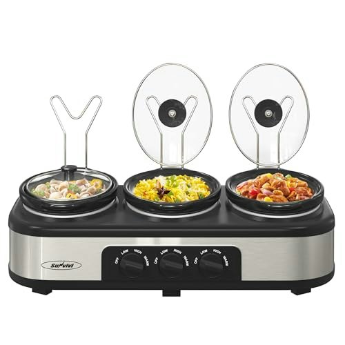 Sunvivi 3-Section 1.5-Quart Triple Slow Cooker and Buffet Server: $72.99 Sunvivi 3-Section 1.5-Quart Triple Slow Cooker and Buffet Server: $72.99