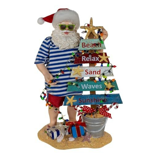 Kurt Adler 10.5-inch Fabriche Beach Santa with Lighted Sign: $66.71 Kurt Adler 10.5-inch Fabriche Beach Santa with Lighted Sign: $66.71