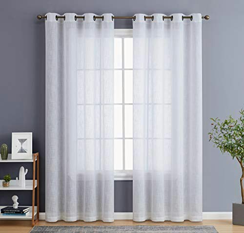 HLC.ME Abbey Faux Linen Semi Sheer Window Curtain 2-Panel Set: $24.99