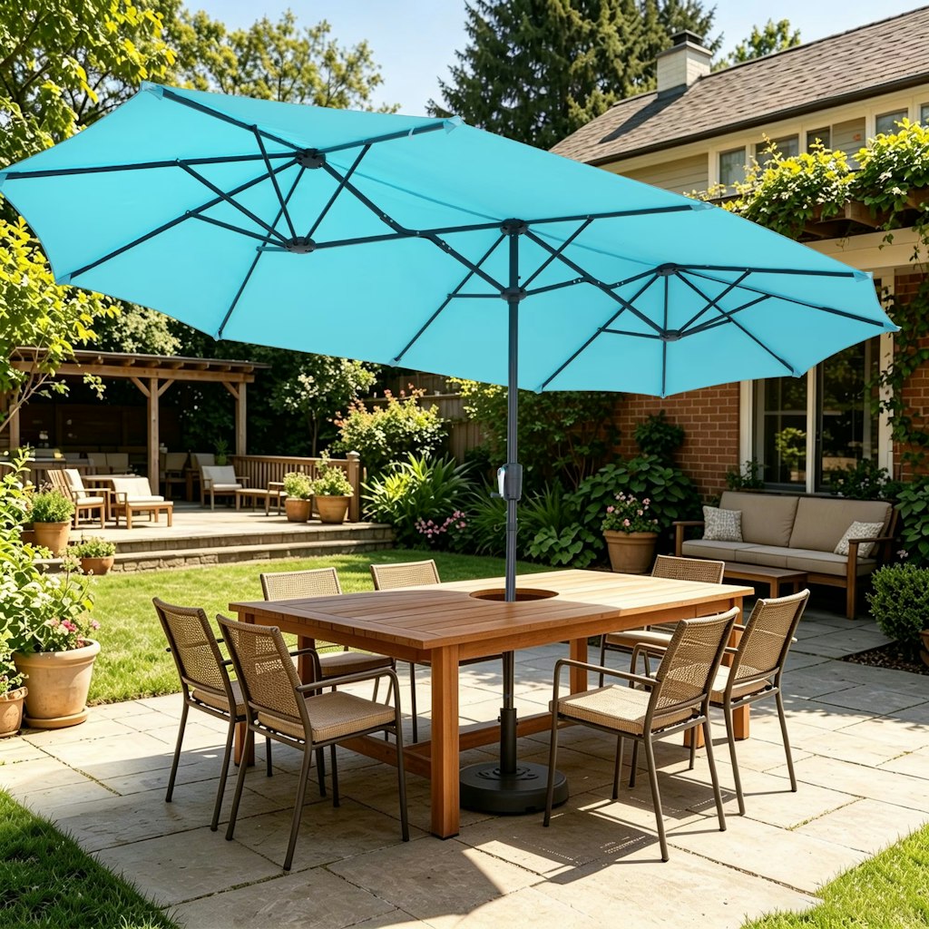 Ainfox 13ft Double-Sided Rectangle Patio Umbrella: $48