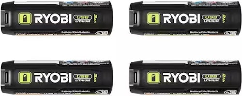 Ryobi USB Lithium-Ion 2.0 Ah Rechargeable Battery 4-Pack for $40 + free shipping