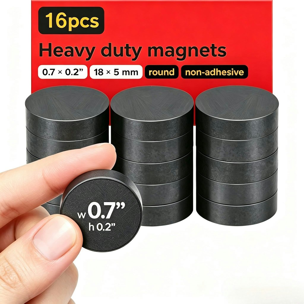 0.7" x 0.2" Ultra-Strong Round Magnet 16-Pack: $1.60