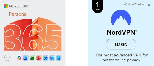 Microsoft 365 Personal 12-Month Subscription & NordVPN Basic 1-Year Bundle for $47 + free shipping