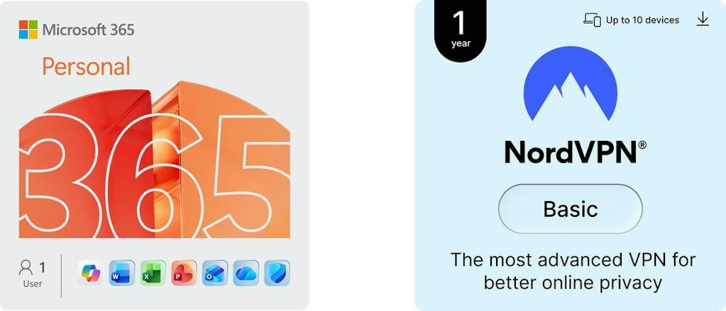 Microsoft 365 Personal 12-Month Subscription & NordVPN Basic 1-Year Bundle: $47 Microsoft 365 Personal 12-Month Subscription & NordVPN Basic 1-Year Bundle: $47