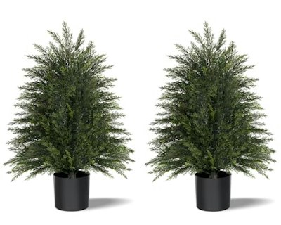 Mavis's Diary 2-Foot Artificial Cedar Trees 2-Pack for $30 + free shipping w/ Prime