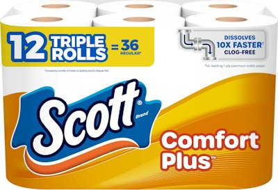 Scott ComfortPlus Double Roll Toilet Paper 12-Pack for $4.27 w/ Prime + free shipping