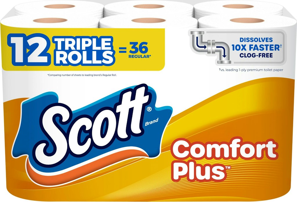Scott ComfortPlus Double Roll Toilet Paper 12-Pack: $4.27 w/ Prime Scott ComfortPlus Double Roll Toilet Paper 12-Pack: $4.27 w/ Prime