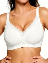 Horisun Women's Seamless Lace Trim V-Neck Wireless Bra for From $7.12 + free shipping w/ Prime