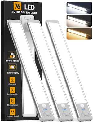 Wireless Rechargeable Motion Sensor Under Cabinet Light 3-Pack for $22 + free shipping w/ Prime