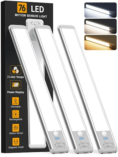 Wireless Rechargeable Motion Sensor Under Cabinet Light 3-Pack for $22 + free shipping w/ Prime