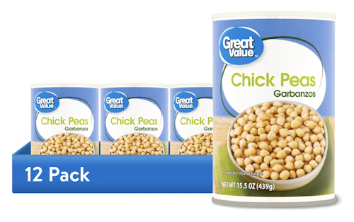 Great Value Garbanzo Chick Peas 15.5-oz. Can 12-Pack for $9 + free shipping w/ $35